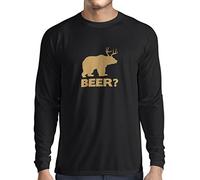 lepni.me T-Shirt Manches Longues Homme l'ours Amoureux de la Bière Conception Parodique Humoristique (XXL Noir Or)
