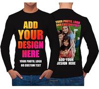 lepni.me T-Shirt Manches Longues Homme Personnalisez Les Deux Faces Avant et Arrière en Imprimant Un Texte Personnalisé ou en Créant Votre Propre Image (XXL Noir Multicolore)