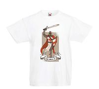lepni.me T-Shirt pour Enfants Dieu Le Veut! Croix Rouge des Chevaliers Templiers (3-4 Ans Blanc Multicolore)