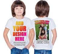lepni.me T-Shirt pour Enfants Personnalisez Les Deux Faces Avant et Arrière en Imprimant Un Texte Personnalisé ou en Créant Votre Propre Image (7-8 Ans Blanc Multicolore)