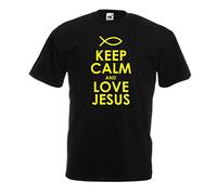 lepni.me T-Shirt pour Hommes Amour Jésus Christ, Religion Chrétienne - Pâques, Résurrection, Nativité, Idées Cadeaux Religieux (L Noir Jaune)