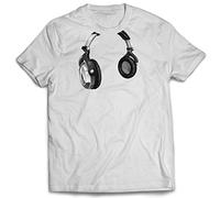 lepni.me T-Shirt pour Hommes Cadeau DJ pour Les mélomanes Musique rétro, électronique, Casque d'écoute imprimé (XXL Blanc Multicolore)