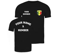 lepni.me T-Shirt pour Hommes de Football du Sénégal avec Votre Nom et Numéro | Drapeau Sénégalaise Insigne Personnalisé Coupe du Monde 2022 (4XL Noir Multicolore)