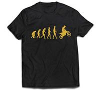 lepni.me T-Shirt pour Hommes Evolution du Motocross équipement de Moto Tout-Terrain Vêtements de Course (L Noir Or)