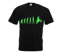 lepni.me T-Shirt pour Hommes Evolution du Motocross équipement de Moto Tout-Terrain Vêtements de Course (XXL Noir Verte)