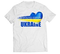 lepni.me T-Shirt pour Hommes Je me Tiens aux Côtés de l'Ukraine | Drapeau Ukrainien et Symbole du Cœur (XL Blanc Multicolore)