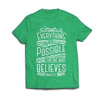 lepni.me T-Shirt pour Hommes Jésus: Tout est Possible pour celui Qui croit (XL Vert Chiné Multicolore)