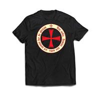lepni.me T-Shirt pour Hommes Le Code des Templiers Ordre du Chevalier chrétien, Croix de croisé (L Noir Multicolore)