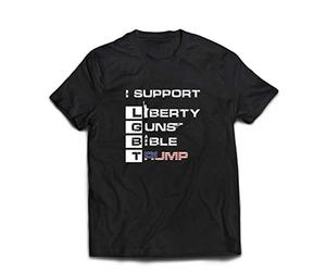 lepni.me T-Shirt pour Hommes Liberty Guns Bible Trump, drôle Je Soutiens Les LGBT, Parodie Les élections américaines (L Noir Multicolore)
