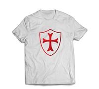 lepni.me T-Shirt pour Hommes L'ordre des Chevaliers Chrétiens des Templiers Bouclier des Croisés (L Blanc Multicolore)