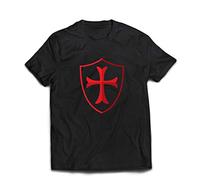 lepni.me T-Shirt pour Hommes L'ordre des Chevaliers Chrétiens des Templiers Bouclier des Croisés (S Noir Multicolore)