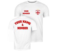 lepni.me T-Shirt pour Hommes Maillot de Football de l'Angleterre Votre Nom et Numéro - Insigne du Drapeau Personnalisé Top Coupe du Monde 2022 Championnat d'europe Fans (XXL Blanc Multicolore)