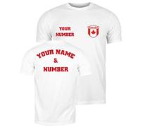 lepni.me T-Shirt pour Hommes Maillot de Football du Canada avec Votre Nom et Numéro | Insigne du Drapeau Canadien Top Personnalisé | Coupe du Monde 2022 (M Blanc Multicolore)