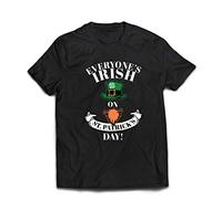 lepni.me T-Shirt pour Hommes Tout Le Monde est Irlandais Le Jour de la Saint-Patrick, Style Leprechaun (L Noir Multicolore)