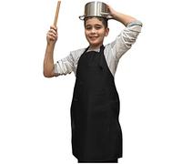 lepni.me Tabliers de Cuisine Premium pour Enfants | Tabliers de Peinture avec Double Poche pour Tout-petits Garçons ou Filles | Tenue de Chef Cuisinier (Noir; Pour les Enfants)