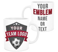 lepni.me Tasse de Football Personnalisée avec Emblème de l'équipe préférée Drapeau, Insigne § Votre Nom | Coupe de jeu de Sport pour les Fans | Cadeau d'Anniversaire pour Homme Garçon