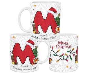 lepni.me Tasse de Noël Unique avec Initiale Lettre M Tasse Monogrammée Personnalisée avec Votre Nom et Votre Texte, Conception de l'alphabet, Tasse à café et à thé pour Hommes Femmes et Enfants 11 oz