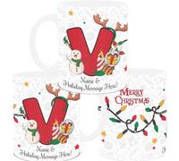 lepni.me Tasse de Noël Unique avec Initiale Lettre U Tasse Monogrammée Personnalisée avec Votre Nom et Votre Texte, Conception de l'alphabet, Tasse à café et à thé pour Hommes Femmes et Enfants 11 oz