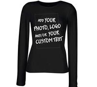 lepni.me Tee Shirt Femme Manche Longue Personnalisable Cadeaux Ajouter Un Logo d'entreprise Design Personnel ou Une Photo pour Cadeau (L Noir Multicolore)