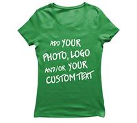 lepni.me Tee Shirt Femme Personnalisable Cadeaux Ajouter Un Logo d'entreprise Design Personnel ou Une Photo pour Cadeau (L Vert Multicolore)