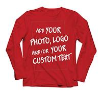 lepni.me Tee Shirt Homme Manche Longue Personnalisable Cadeaux Ajouter Un Logo d'entreprise Design Personnel ou Une Photo pour Cadeau (S Rouge Multicolore)
