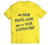 lepni.me Tee Shirt Homme Personnalisable Cadeaux Ajouter Un Logo d'entreprise Design Personnel ou Une Photo pour Cadeau (S Jaune Multicolore)
