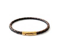 Leporem Bracelet en cuir tressé, deux tons marron foncé, push-lock, cuir tressé à un seul brin, fermoir push-lock, sans aimant, boîte cadeau et pochette incluses, 4 tailles, Moyen, Bracelet en cuir