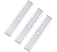 LEPOTEC LED Rechargeable Cuisine Reglette: Sans Fil Mouvement Detecteur Lumiere Interieur Sous Meuble Placard Eclairage Lumière Barre éclairage Spécial Intérieur USB Pile Réglette (3 paquets)