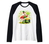Leprechaun Flamingo Shamrock St Patricks Day Animal Manche Raglan