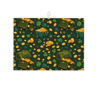Leprechaun Grand tapis de séchage de cuisine imprimé au trésor absorbant, tapis de séchage en fibre ultra fine pour comptoirs