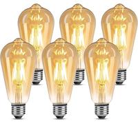 Lepro Ampoule LED E27, Blanc Chaud 2500K 470LM Ampoules E27 Edison Vintage, 4.8W Équivalent 40W, LED E27 ST64 Décorative Rétro pour Maison Bars Café Restaurant, Non Dimmable, Lot de 6