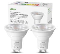 Lepro Ampoule LED GU10 Class A, 360lm Blanc Chaud 2700K, 2W Équivaut de 50W, Spot LED GU10, 38° Faisceau Pratique, Ampoules GU10 Non Dimmable Économie d'Énergie, Lot de 2