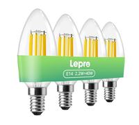 Lepro Ampoules LED E14-2.2W Équivalent 40W - 470LM Blanc Chaud 2700K - Forme Bougie C35 - Angle de Faisceau 300° - AC 220-240V - Non Dimmable - Lot de 4