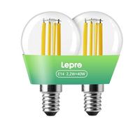 Lepro Ampoules LED E14 - Classe Énergétique A - Blanc Chaud 2700K 470LM - 2.2W Équivalent 40W - P45 Forme Balle de Golf - Angle de Faisceau 300° - AC 220-240V - Non Dimmable - Lot de 2