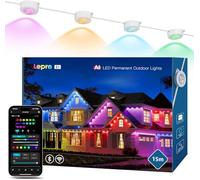 Lepro E1 IA Guirlande Lumineuse Intelligente 15M, Éclairage Extérieur Permanent 30 RGBIC LEDs, Concepteur d'Éclairage IA Personnalisé, Contrôle Vocal Music Sync Compatible avec Alexa Google Assistant