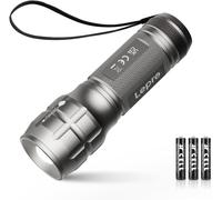 Lepro L8000 Powerful Zoomable Flashlight Ipx4 Waterproof Zoomable Flashlight With 3 Aaa Batteries Included,Compact Design For Camping,Hiking,Emergencies,Dog Walking,Silver Grey