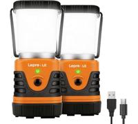 Lepro Lampe Camping LED Rechargeable 1000Lm, 4 Modes Dimmable, IPX4 Etanche | Éclairage 360°, Recharge USB & Batterie de 4400mAh, 3100K-6000K, pour Camping, Bricolage, Secours, Garage, Cave, Lot de 2