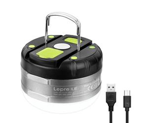 Lepro Lampe Camping LED Rechargeable 410 lm, 5 Modes Dimmable | Éclairage 360°, 410 lm, 5 modes dimmables, recharge USB, batterie externe, crochet IPX4 pour camping