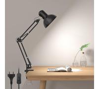 Lepro Lampe de Bureau Industrielle avec Pince Montage Facile, Lampe Bureau LED Puissante Articulée 40W Maniable Métal Vintage, E27 Ampoule Non Incluse - Noir