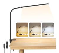 Lepro Lampe de Bureau Pince USB 460lm 3 Modes Couleur x 10 Niveaux Noir | Lampe bureau clipsable, 54 LEDs, flexible 360°, pour bureau, chevet, lumière large et uniforme