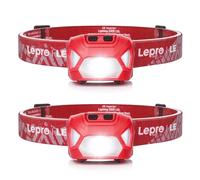 Lepro Lampe Frontale à Piles, C500 Torche Frontale LED 1300Lux Concentrée Diffusée 6 Modes avec Lumière Rouge, IPX4 Étanche Ultra-Léger pour Course, Randonnée, Pêche, Rouge