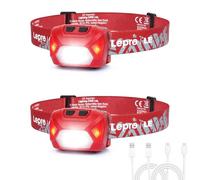 Lepro Lampe Frontale LED Rechargeable Puissante, D500 Torche Frontale LED USB 2000lux Lumière Blanche et Rouge 6 Modes d'Éclairage IPX6 pour Cyclisme, Camping, Randonnée, Bricolage, Rouge - 2 Pcs