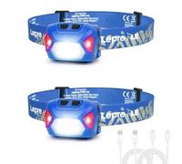 Lepro Lampe Frontale LED Rechargeable Puissante, D500 Torche Frontale LED USB 2000lux Lumière Blanche et Rouge 6 Modes d'Éclairage IPX6 pour Cyclisme, Camping, Randonnée, Bricolage, Bleu - 2 Pcs