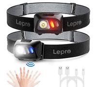 Lepro Lampe Frontale LED Rechargeable Puissante, Torches Frontales LED 1500lux avec Capteur de Mouvement, 5 Modes d'Eclairage et Etanche pour Course, Peche, Bricolage - 2pcs