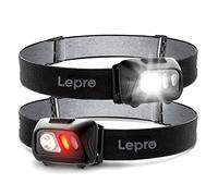 Lepro Lampe Frontale Puissante, Lampe Frontale LED 1500 lux avec Lumiere Rouge et 6 Modes d'Eclairage, Lampe Torche Frontale a Piles Etanches IPX4 pour Cyclisme, Camping, Randonnee, Bricolage - 2pcs