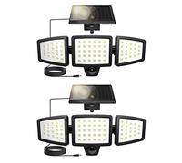 Lepro Lampes Solaire Extérieur avec Détecteur de Mouvement, 3 Têtes Réglables 72 LED 1200LM, Lumière Solaire Extérieure IP65 étanche, Applique Murale 270° Angle 360 Rotative pour jardin - 2pcs