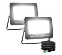 Lepro Lot de 2 spots LED d'extérieur 20 W 1 700 lm Blanc froid 5000 K Angle de faisceau 110° IP65 Projecteur LED extérieur pour jardin, patio, parc, garage
