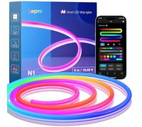 Lepro N1 IA Ruban LED 6M, Concepteur d'Éclairage IA Personnalisé, Bande LED Neon IP65 Étanche, Contrôle Segmenté Intelligent, Contrôle App, Music Sync, Compatible avec Alexa et Google Assistant