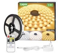 Lepro Ruban LED 5m, Bande LED Lumière Blanche Tunable Dimmable, Bandeau LED Autocollant 300 LEDs SMD 2835 avec Télécommande, Kit de Bande Lumineuse pour Meuble, Escalier, Chambre