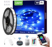 Lepro Ruban LED WiFi 5m RGB Avec Télécommande Compatible Alexa/Google | Bande LED connectée contrôle APP, contrôle Vocal, 150 LEDs 5050, 16M couleurs, 18W, 550lm, sync musique, minuterie